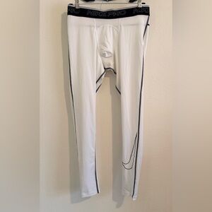 Nike White Pro Dri-Fit fitness tights